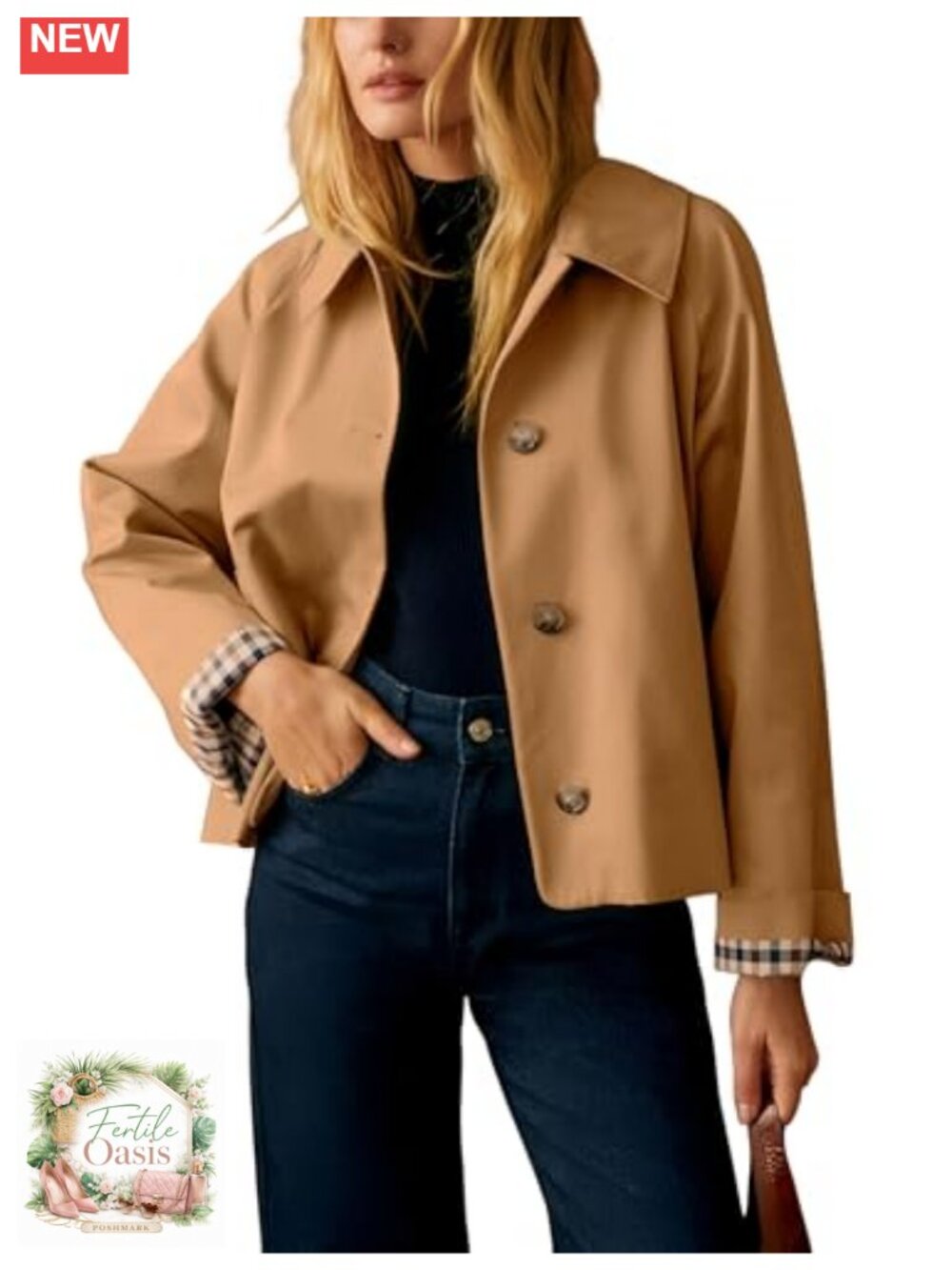 Women's Trench Style Casual Jacket Button Front Lightweight with Pockets